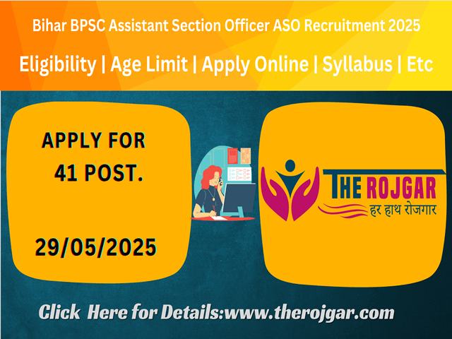 Bihar BPSC Assistant Section Officer ASO 2025 Online for 41 Post.